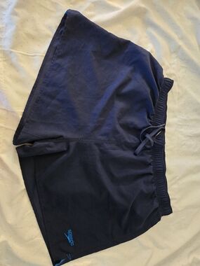 Speedo Navy Athletic Swim Shorts with Blue Logo